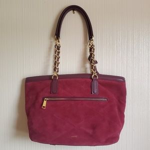 Isaac Mizrahi Burgundy and Gold Tote Bag